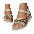 thumbnail image 1 of IUJSOY Womens Sandals Peep Toe Wedge Espadrilles Casual Summer Beach Shoes Ankle Strap Heels, 1 of 8