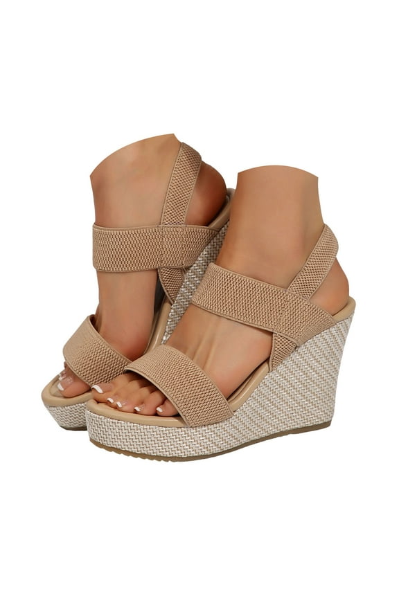 Womens Sandals Platform Wedge Sandals Open Toe Slingback High Heels Chunky Pumps Shoes