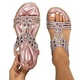 thumbnail image 1 of IUJSOY Womens Sandals Rhinestone Dress Shoes Comfort Open Toe Flats Fashion Summer Beach Shoes, 1 of 8