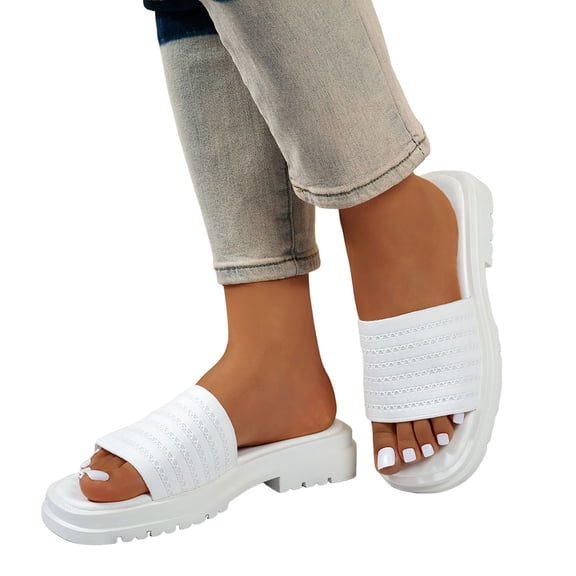 IUJSOY Womens Sandals Slip on Slippers Non-Slip Flats Elastic Band Slide Sandals Beach Shoes