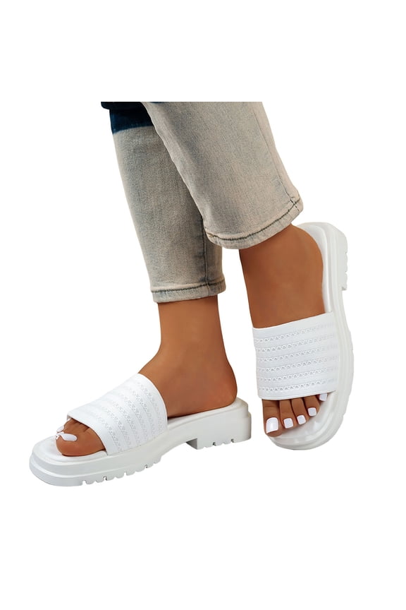 Mostsola Womens Sandals Slip on Slippers Non-Slip Flats Elastic Band Slide Sandals Beach Shoes