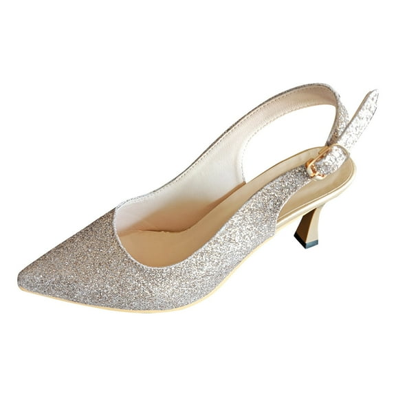 IUJSOY Womens Slingback Kitten Heel Sandals Pointed Closed Toe Pumps Wedding Party Dress Shoes