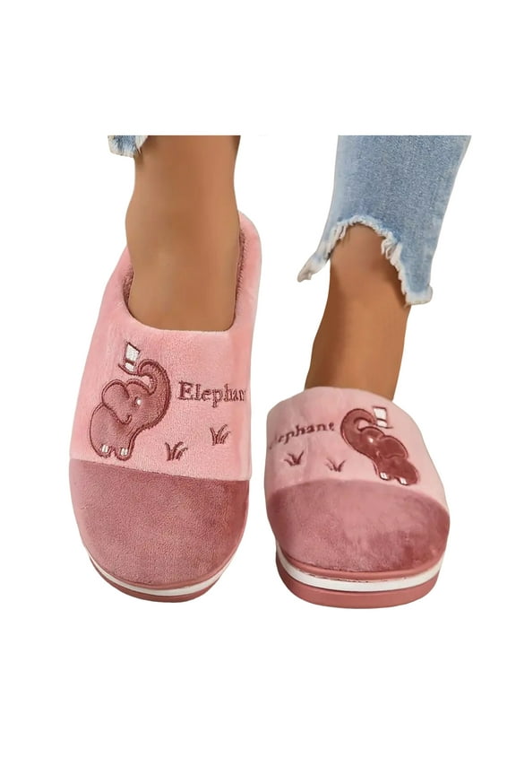 Womens Slippers Anti-Slip Slip on Shoes Cute Suede Embroidery Casual House Mens Slippers