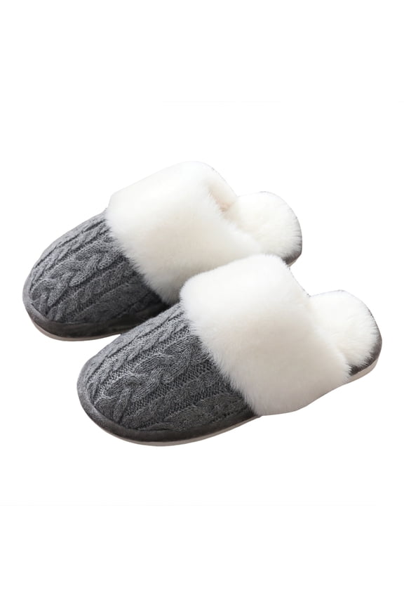 Womens Slippers Soft Plush Memory Foam Scuff Slippers Bedroom Warm Fuzzy Slippers House Shoes