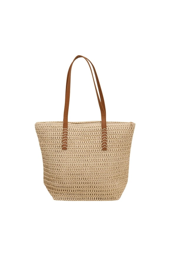 Womens Straw Tote Handbag Summer Beach Bag with Top Handle Handmade Shoulder Bag 2025