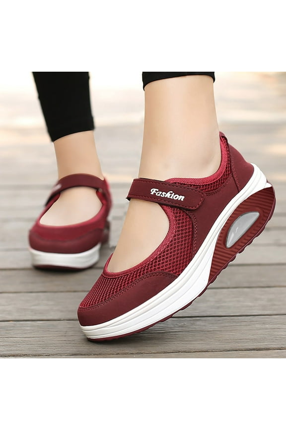 Womens Walking Shoes Mesh Mary Jane Shoes Adjustable Working Nurse Shoes Lightweight Flats