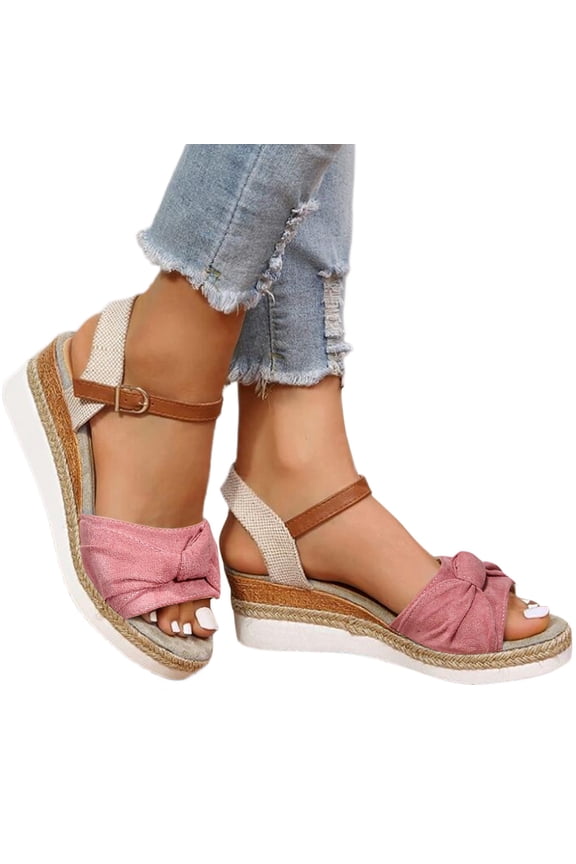 Mostsola Womens Wedge Sandals Bowknot Espadrilles Open Toe Summer Heels Ankle Strap Dress Shoes