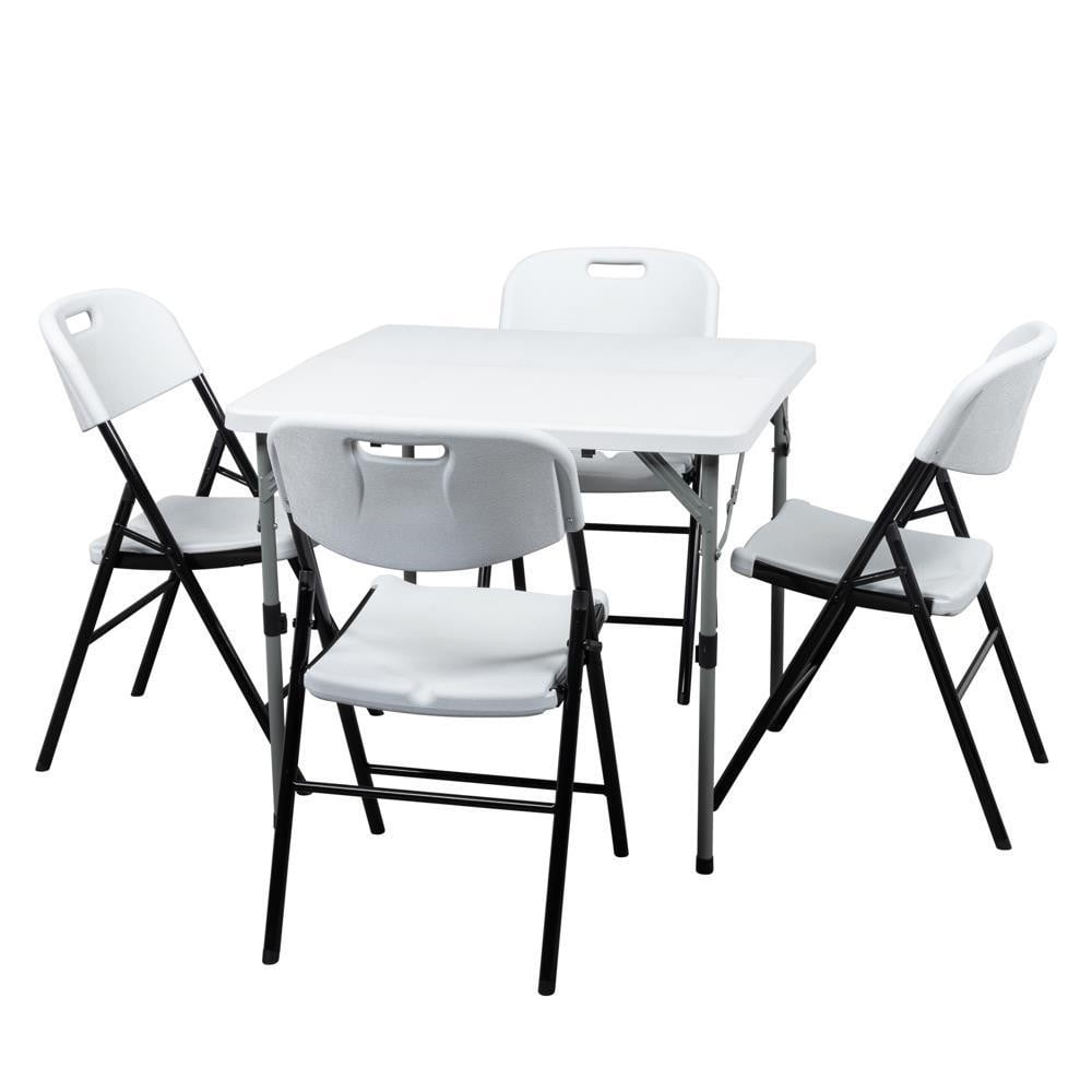 IUKRYU Lifetime Commercial Contoured Folding Table & Chairs Set - 34" HDPE Square Foldable Table + 4 Plastic Foldable Chairs, Steel Frame, Indoor Outdoor Use - Walmart.com