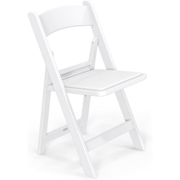 IUKRYU Resin Folding Chairs with Cushion, Foldable Plastic Chair with Comfortable Padded Seats, Perfect for Event Party Indoor Outdoor, White, 1 PC