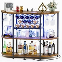 IUKRYU Wine Bar Cabinet for Bar Table Bar Cabinet with Lights and Outlet 4-Tier Storage Freestanding Wine Racks Holder Mini Bars for Home, Bar