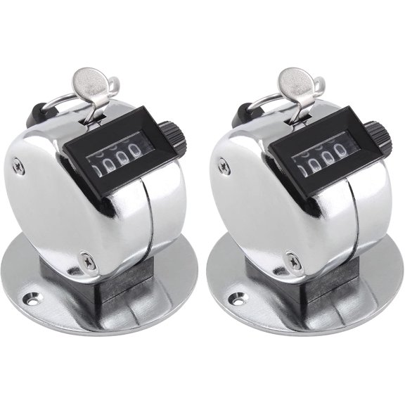 IULAVP 2 Pack Desk Tally Counter, 4 Digit Number Counter Clicker, Mechanical Number Click Counters for Handheld or Base Mount, Works Well for Counting Walking Laps, Game Scores, Golf, Running