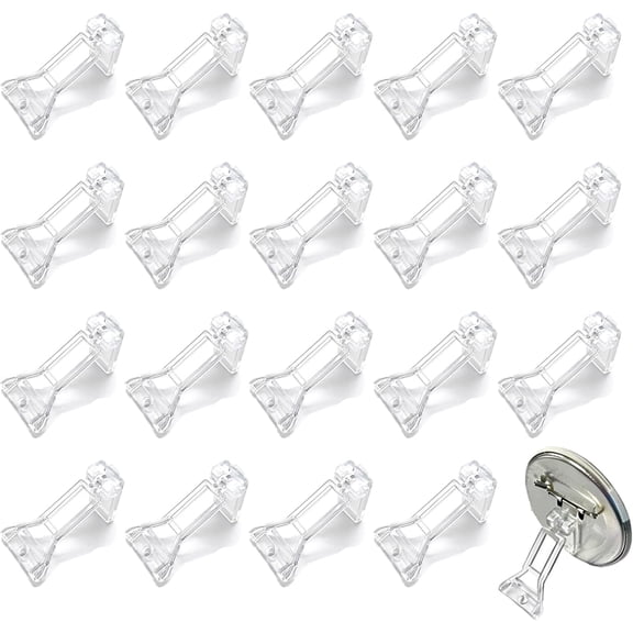 IULAVP 20 Pcs Badge Button Base Stands, Clear Self-adhesive Foldable Acrylic Display Easel Holder for Badges, Magnetic Card Holders, Buttons, and Card Exchange Sleeves, 1.77 x 1 Inch.