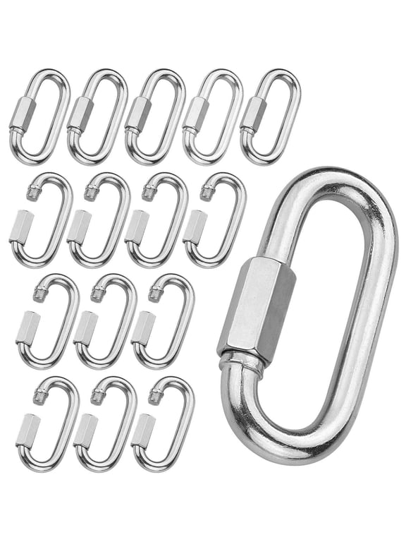20Pack Quick Link 3/16, Stainless Steel Chain Link, 330lbs Load Oval Locking Carabiner Keychain Connector, Small Threaded Quick Chain Clip for Backpacks, Key Ring, Dog Leash, Water Bottles