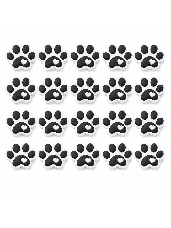 20Pcs Dog Paw Silicone Focal Beads, Cute Animal Paw Print Beads with 2mm Hole for Pens, Keychains, Jewelry Making, DIY Crafts, Pet Lover Gifts, 1.16 x 0.94 Inch