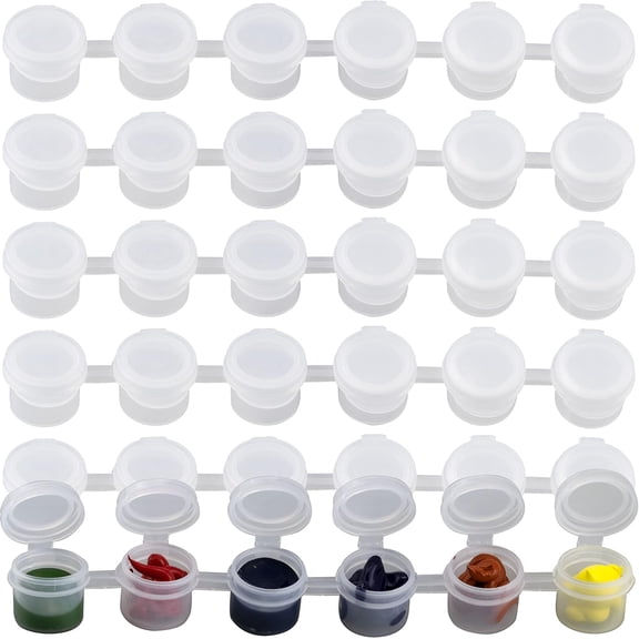IULAVP 24 Strips Empty Paint Pots Strips 144 Pots 2ml/ 0.07 oz Mini Paint Cup Pots with Lids Small Acrylic Paint Storage Containers Arts Crafts Supplies for Classrooms School Festival