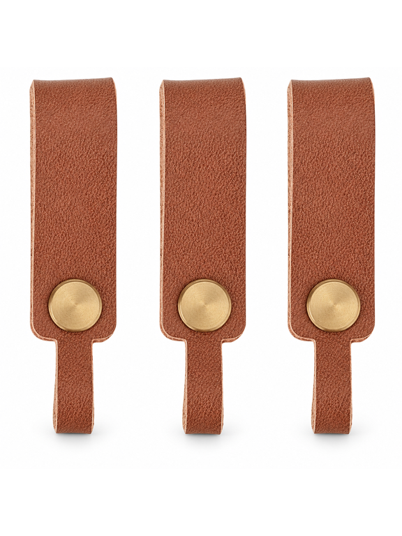 3 Pcs Genuine Leather Keychain Connectors, Cowhide Key Fob Straps with Detachable Screw Fasteners, 2.6 Inch Key Chain Holders for Men and Women, Car Keys, Bags and Purses