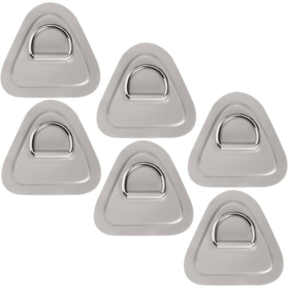 IULAVP 6 Pack 3.54" / 9cm Stainless Steel D-Ring Patch for Inflatable Boat Kayak Dinghy SUP, Triangular D-Ring PVC Patch Stand-Up Paddleboard Canoe Rafting Accessories, NO Glue Included