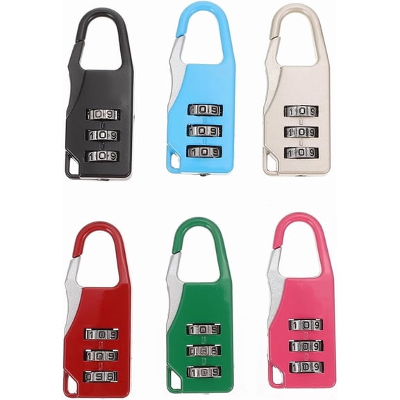 IULAVP 6 Pack Mini 3-Digit Combination Padlocks, Resettable Small Luggage Locks for Backpacks, Gym Lockers, Suitcases & Jewelry Boxes, Colorful Travel Security Accessories