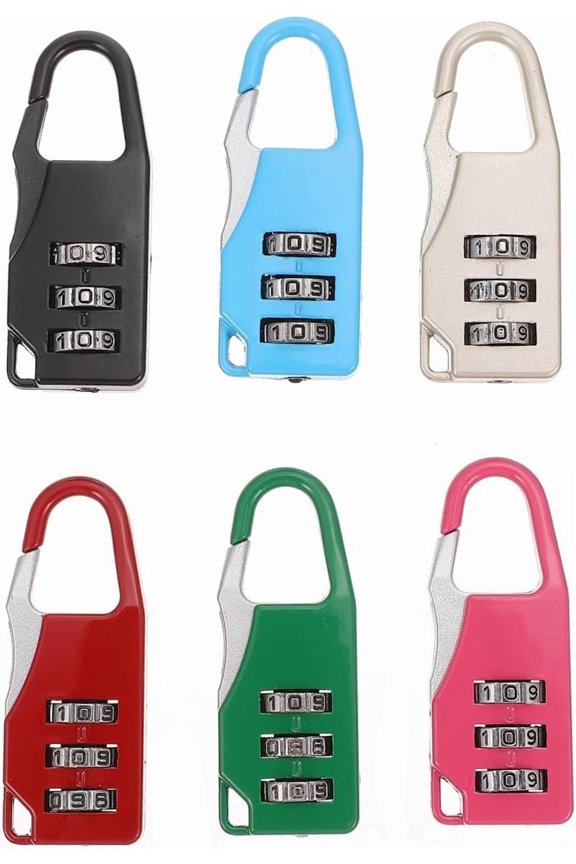 6 Pack Mini 3-Digit Combination Padlocks, Resettable Small Luggage Locks for Backpacks, Gym Lockers, Suitcases & Jewelry Boxes, Colorful Travel Security Accessories