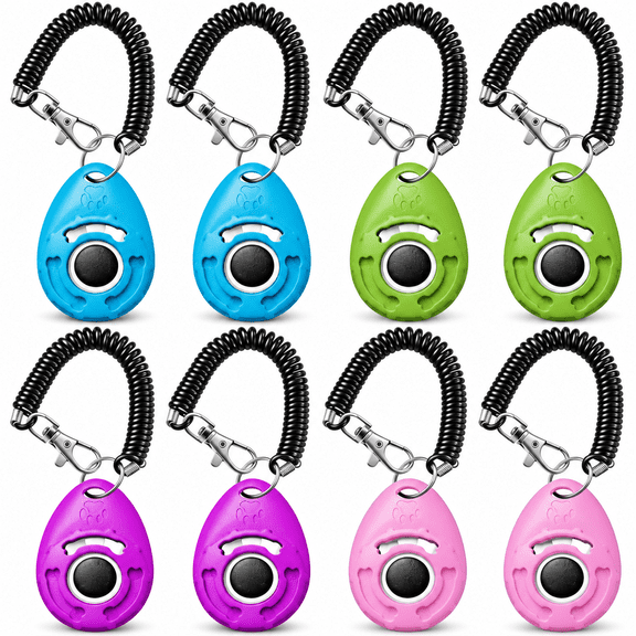 IULAVP Dog Training Clicker 8 Pack with Wrist Straps, Push Button Puppy Training Tools, Compact Pet Clickers for Positive Reinforcement, Obedience, Basic Commands, Tricks and Daily Walks