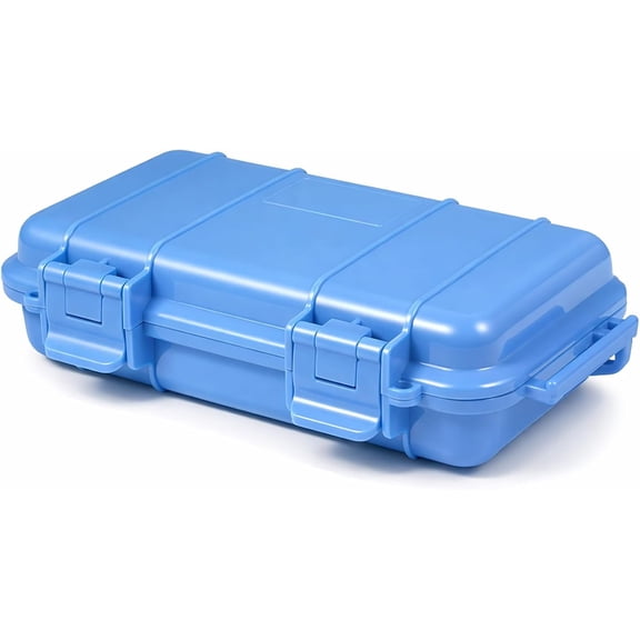 IULAVP Dry Storage Box, Shockproof Waterproof Box with 2 U‑Shape Buckle, Plastic Storage Container for Cameras, Phones, Camping, Fishing, Hiking(Large-Blue)