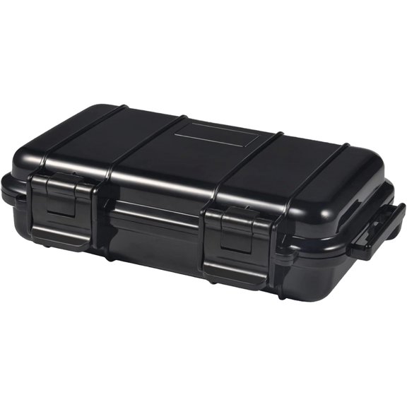 IULAVP Dry Storage Box, Shockproof Waterproof Box Storage Case Waterproof Plastic Box Container with 2 U‑Shape Buckle,Plastic Storage Container for Cameras,Phones, Camping,Fishing,Hiking(Small-Black)