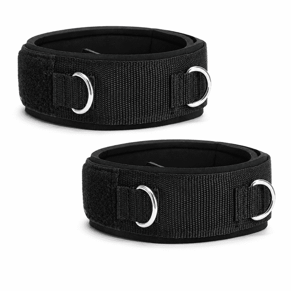 IULAVP Fitness Thigh Strap, 2 Pack Adjustable Cable Machine Thigh Cuff with D Rings, Padded Leg Glute Workout Attachment for Gym Hip Training, Resistance Band Exercises, Black, 28.7 in