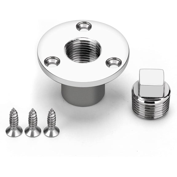 IULAVP Garboard Drain Plug Kit,Marine 316 Stainless Steel Drain Plug Fits 1" Hole,with Screws,Boat Transoms Garboard Drain & Plug, Rust Proof and Anti Oxidations