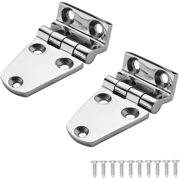 IULAVP Heavy Duty Marine Boat Hatch Hinges 316 Stainless Steel, Offset Short Side Hinges, Sturdy Deck Cabinet Door Hinges with Screws for Yachts, RVs, Boats, Decks (2-Pack)