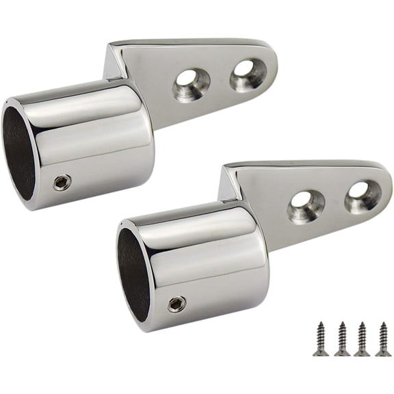 IULAVP Pair of 316 Stainless Steel 90 Degree Stanchion Base Mount Hand Rail Fitting for 1In(25.4MM) Tube Boat Marine Hardware W/Screws