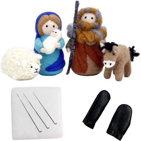 IULAVP Nativity Needle Felting Kits: Gift Needle Felting Kit for Beginners Roving,Wool Felting Doll with DIY Instruction, Needle Felting Starter Kit Unfinished Wool Felt Craft