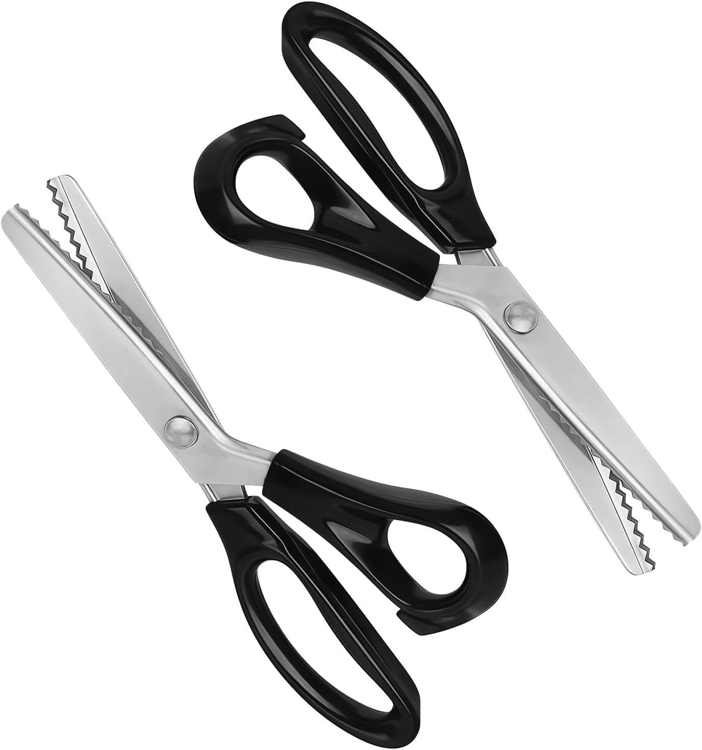 IULAVP Pinking Shears for Fabric Sewing Scissors with Decorative Zig Zag Edge Handheld Dressmaking for Leather, Paper, Crafting, Quilting & Tailoring (2 Pack)
