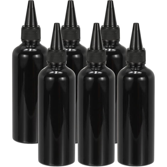 IULAVP Plastic Applicator Bottle, 6 Pcs 3.4oz(100ml) Leak Proof Refillable Empty Dispenser Container Squeeze Bottle with Twist Top Cap for Hair Ink Liquid Sauces, Black