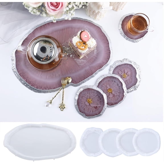 IULAVP Resin Coaster Molds,Large Irregular Resin Coaster Silicone Mold,Silicone Agate Coaster Molds for DIY Art Craft Cup Mats,Home Decor