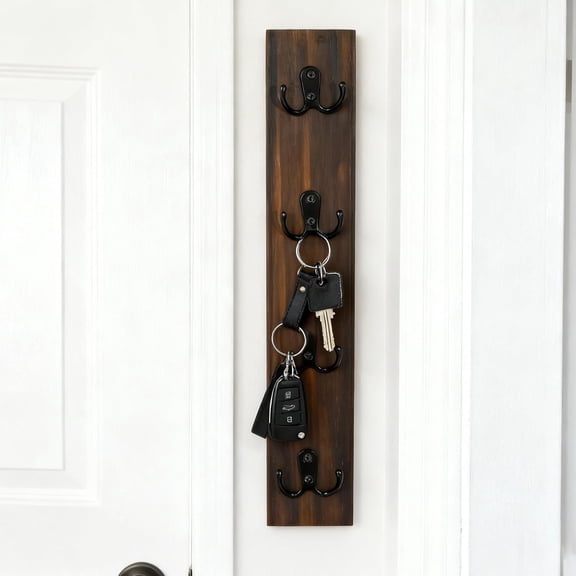 IULAVP Vertical Key Holder for Wall, Vertical Wooden Key Rack Organizer for Home and Garage Entrances, Space Saving Entryway Organizer for Keys with a Simple and Elegant Texture