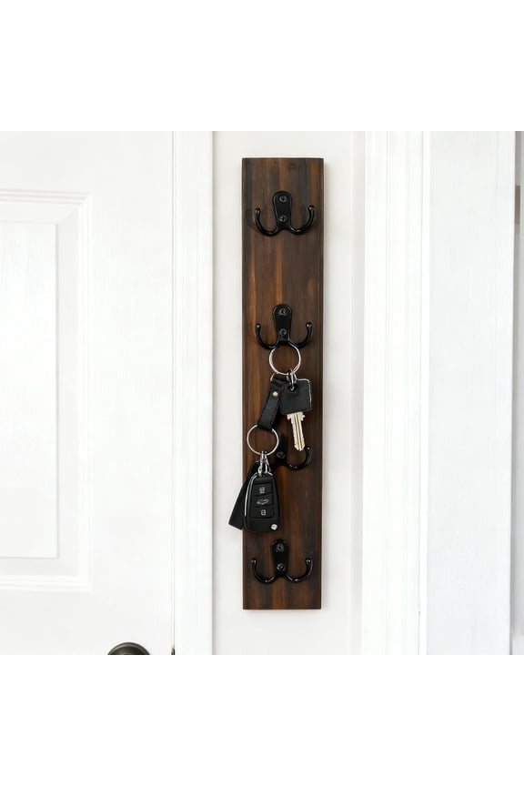 Vertical Key Holder for Wall, Vertical Wooden Key Rack Organizer for Home and Garage Entrances, Space Saving Entryway Organizer for Keys with a Simple and Elegant Texture