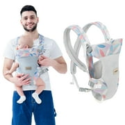 IULONEE Baby Carrier, 4-in-1 Blue Infant Carrier Ergonomic Adjustable Holder Convertible Front and Back Baby Sling