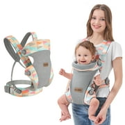 IULONEE Breathable Baby Carrier, Adjustable Baby Wrap Carrier with Lumbar Support, All-Position Baby Holder Carrier for Toddler Infant (Colorful)