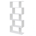 thumbnail image 1 of IULULU 62" Geometric Bookcase, 5-Tier S-Shaped Modern Bookshelf, Tall Room Divider Shelf for Living Room, Bedroom, Home Office, Hallway, White, 1 of 7