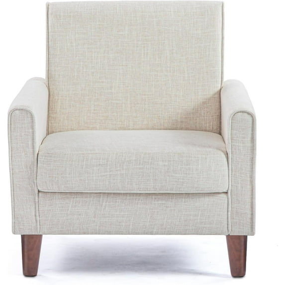 IULULU Accent Sofa Chair, Linen Fabric Upholstered Mid-Century Modern Single Armchair with Armrest & Backrest Soft Comfy for Living Room, Bedroom Reading, Light Yellow