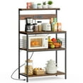 thumbnail image 1 of IULULU 31.5inch Baking Rack, Microwave Rack, Pot Rack, Three Layers, Baking Utensils, Kitchen Home Use, Rustic Brown, 1 of 9