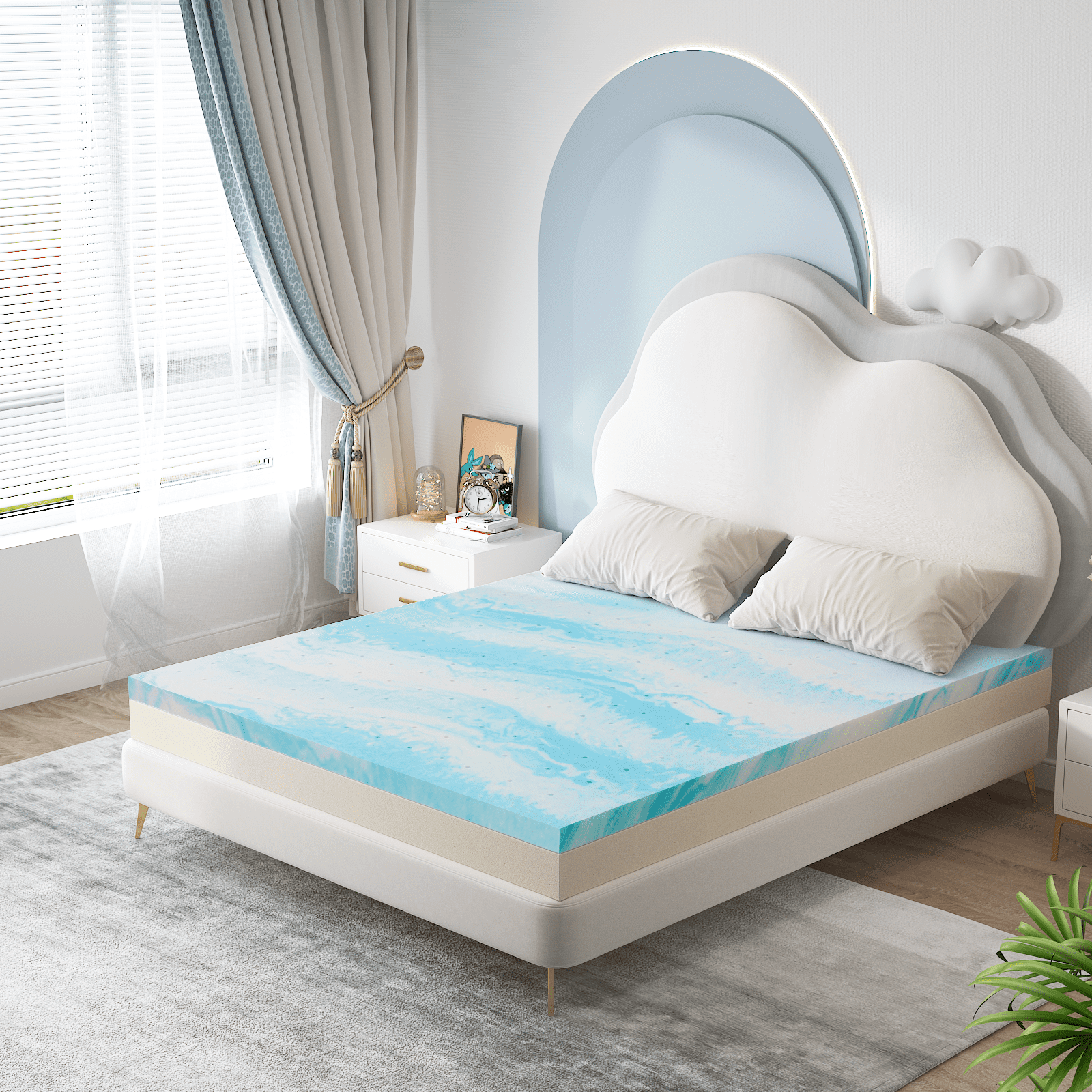 IULULU Mattress Topper, 3 inch Twin Size Cooling Gel Mattress Topper