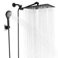 thumbnail image 1 of IUSU 12 inch Rain Shower Head, 5-Setting High Pressure Shower Head with Handheld and Hose Black, 1 of 11