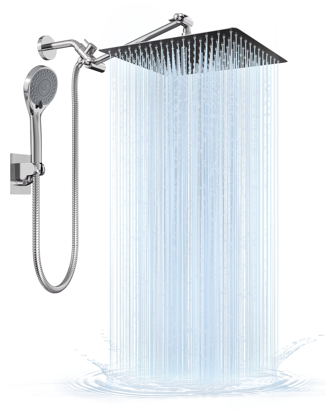 IUSU 12 inch Rain Shower Head, 5-Setting High Pressure Shower Head with ...