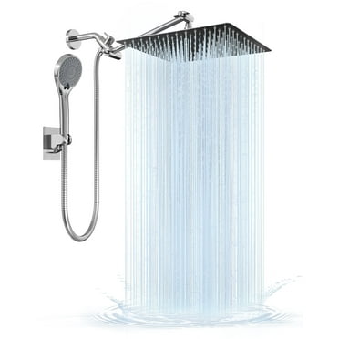 IUSU 12 inch Rain Shower Head, 5-Setting High Pressure Shower Head with Handheld and Hose Siliver