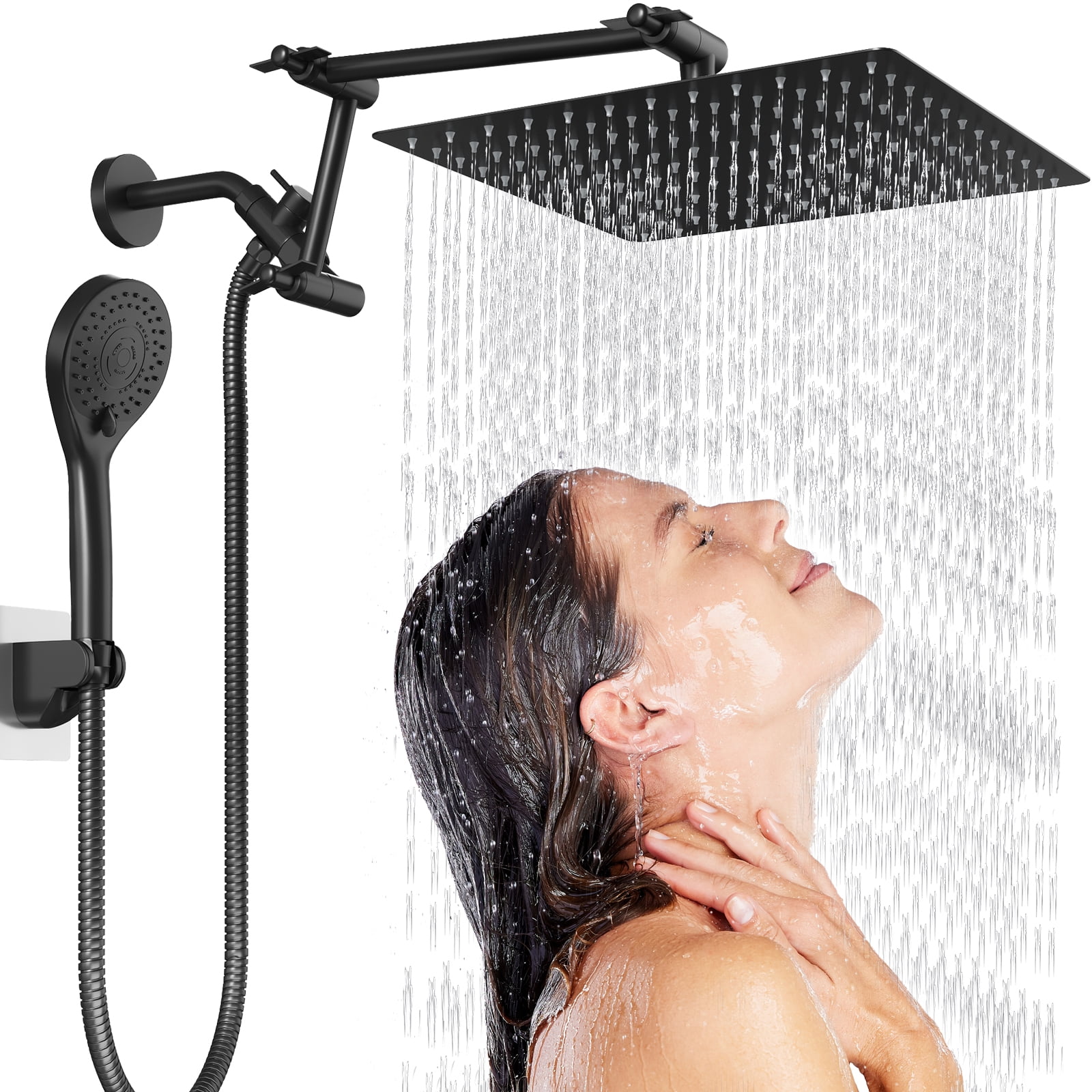 IUSU 5-Setting High Pressure Shower Head 12 inch Rain Shower Head with ...