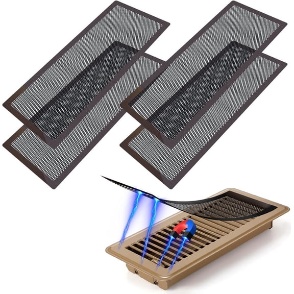 IUU 5 Pack 11.3" x 5.1" Magnetic Floor Vent Covers, Air Vent Screen Cover, Magnetic Floor Register Vent Covers, Magnetic PVC Vent Mesh for Home Wall Ceiling Floor Catches Debris(Brown)