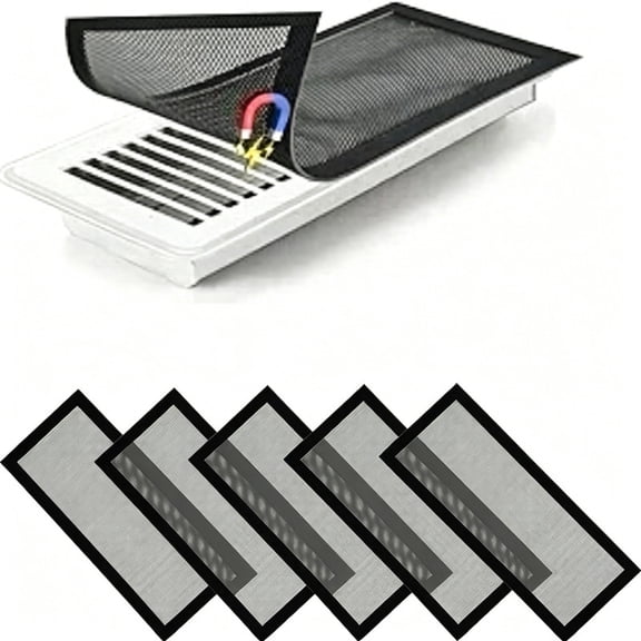 IUU 5 Pack 5.1 x 11.3 Inch Magnetic Vent Covers Screen, Air Vent Filters with Durable PVC Frame, Washable Mesh Screen for Home, Floor Registers & Vents Secure Fit, Easy Installation, Black