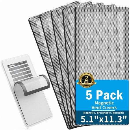 IUU - Extra Strong Magnetic Air Vent Screen Cover for Floor 5-Pack (5'' x 11'', White)