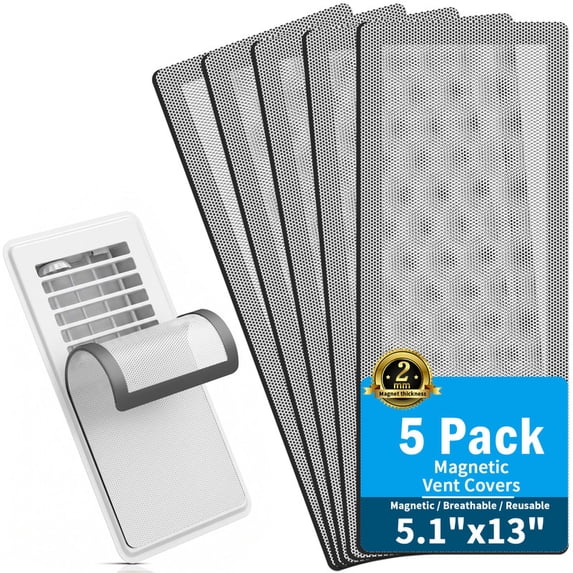 IUU - Extra Strong Magnetic Air Vent Screen Cover for Floor 5-Pack (5" x 13", White)